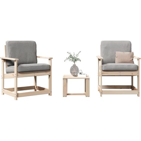 3-tlg. Garten-Lounge-Set Massivholz Kiefer vidaXL492374 (1/5)