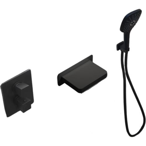 Pack mezclador termostático para baño-ducha empotrable cuadrado PAINI Rubí Negro Mate (1/4)