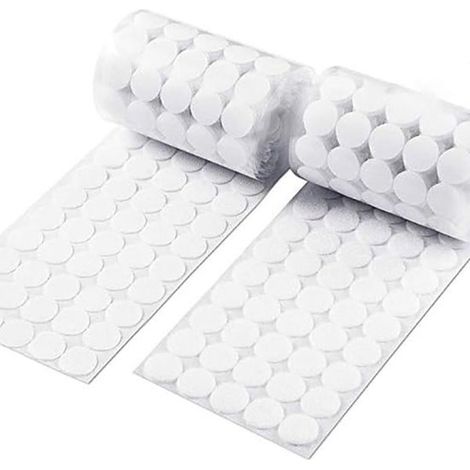 Lot de 99 paires de pastilles auto-agrippantes, 198 pièces au total, diamètre 10 mm, fixation Velcro adhésive pour rangement et bricolage, blanc (1/5)