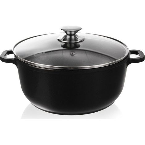 Pot en granit avec couvercle en verre GRANDE 28 cm, 7 l