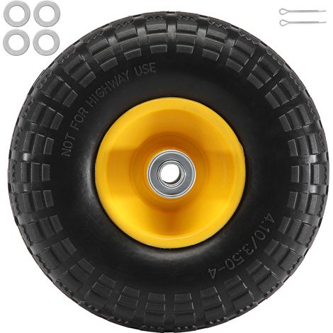 Mophorn Voll-PU-Runflat-Reifenrad, 10 Zoll, 2er-Pack, 400 lbs dynamische Last, 450 lbs statische Last, pannensichere Schlauchlosreifen für Handkarren, Transportkarren, Rollwagen und Gartenanhänger (1/5)