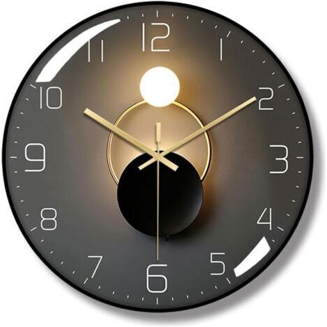 Horloge murale Ergocar, horloge murale Art déco avec lumière et ombre, horloge murale moderne en métal silencieuse et sans tic-tac, adaptée au salon, à la chambre, au bureau, au bureau (1/4)