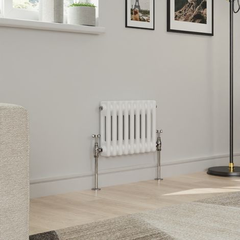 Warmehaus Traditional Double Column White Radiator Cast Iron Style Radiators 300 x 425mm