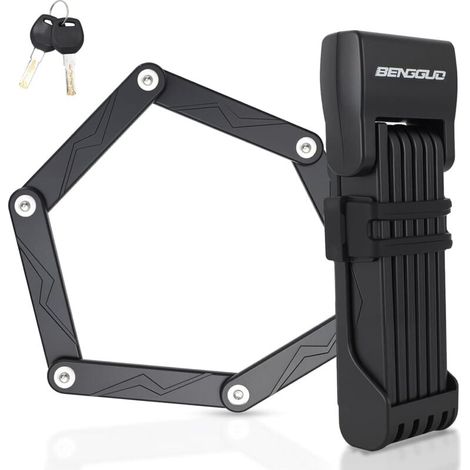 Candado para bicicleta, candado plegable con llavero, candado de acero de aleación, candado plegable de alta seguridad (1/4)