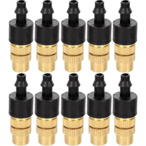 10Pcs Garden Misting Nozzle Adjustable Copper AntiDrip for Irrigation and Greenhouse Cooling (1/5)