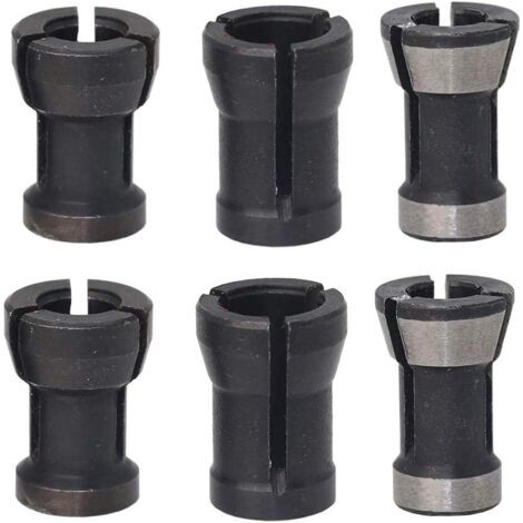 6 Pièces Tête de Mandrin HSS Pince de Serrage Defonceuse Tête Adaptateur Convertisseur pour Perceuses Machine de Gravure pour Rogneuse Menuiserie électrique Pince de Routeur Titulaire(6/6.35/8mm) (1/5)