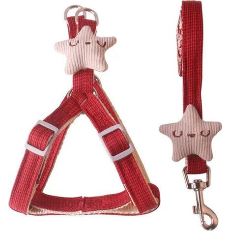 Jeffergarden Harnais Sécurité avec Poignée pour Chat – Ensemble Laisse Ajustable et Confortable, pour Marche et Transport (Rouge)