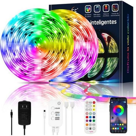 Ruban LED, 20M Bande LED Multicolore, bandeau led avec bluetooth Télécommande, 20 Couleurs et 8 Modes pour Léclairage à La Maison (1/4)