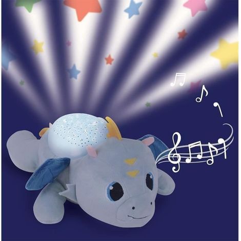 Veilleuse peluche, musicale, multicolore et projecteur - Léon le Dragon - 39 cm (1/5)