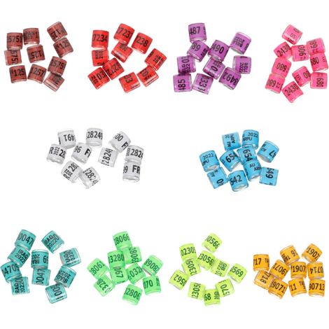 100 pièces Anneaux Colorés Aluminium pour Identification Oiseaux Bagues de Pied Résistantes pour Pigeons Voyageurs Perroquets et Petites Volaille Lot Léger (1/5)