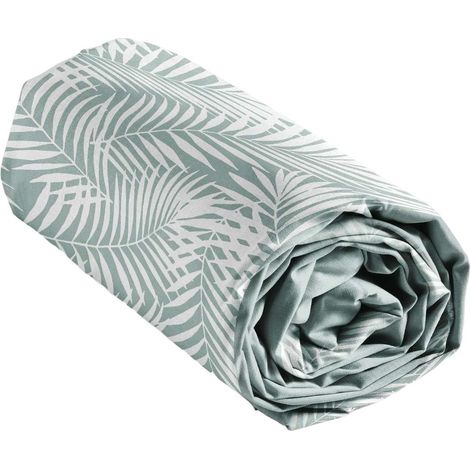 Drap housse 2 places 100% coton motifs feuillages BONA (1/3)
