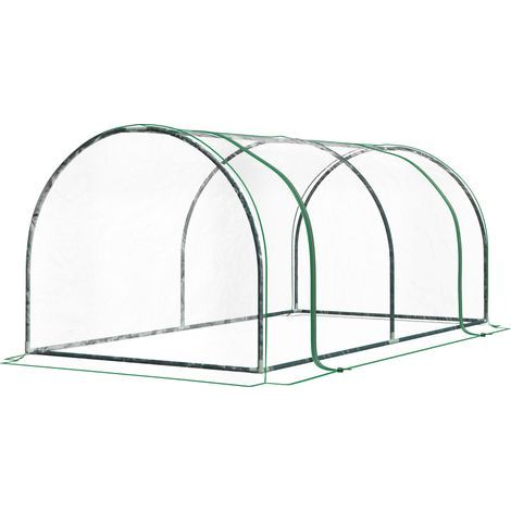Serre de jardin Outsunny Serre de Jardin mini serre à tomates dim. 2L x 1l x 0,8H m Porte zippée bâche PVC Acier Transparent (1/5)