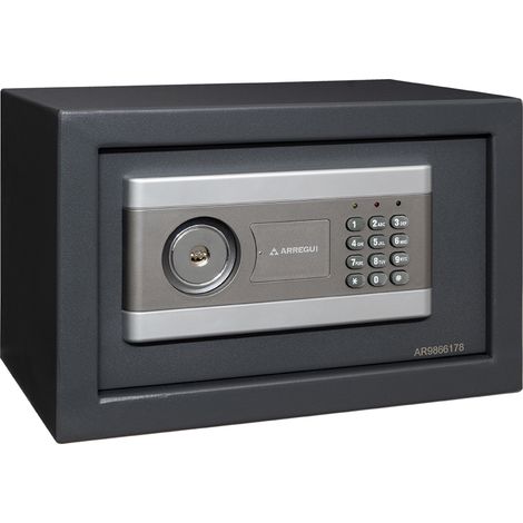 ARREGUI Stylo 19010-S1 Caja Fuerte de Acero Con Apertura de Doble Seguridad, Cerradura Electrónica más Llave, con Códigos Programables, Caja de Seguridad para Hogar y Negocios, 20 x 31 x 20 cm, 8 L (1/6)