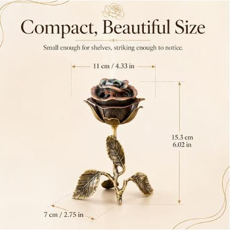 Neuer Vintage-Räuchergefäß mit Rosenmuster, vergoldetes Räucherornament – Antikbronze