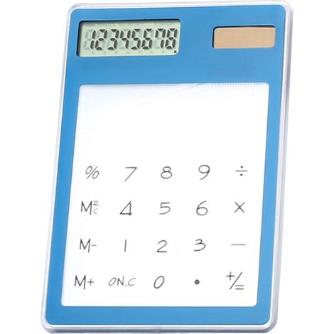 Calculatrice Solaire 8 Chiffres écran LCD Tactile Transparente Portable Bleu Bureau École Maison (1/5)