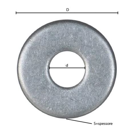 Rondella Grembialina Inox A2  M 12- 3,0 X 37 X  13 Mm Cf. 200 Pz