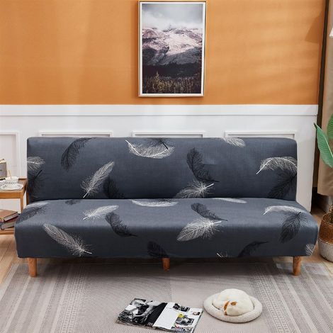 Elastischer Klick-Klack-Überzug für 2-/3-Sitzer-Schlafsofas ohne Armlehnen, rutschfester und wasserabweisender Futonbezug mit 3D-Druck von rustikalen Blumenblättern, faltbarer Sofabezug (Druck 26, 160