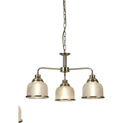 Searchlight Bistro - Plafonnier à 3 ampoules à bras multiples blanc, laiton antique, E27 (1/4)