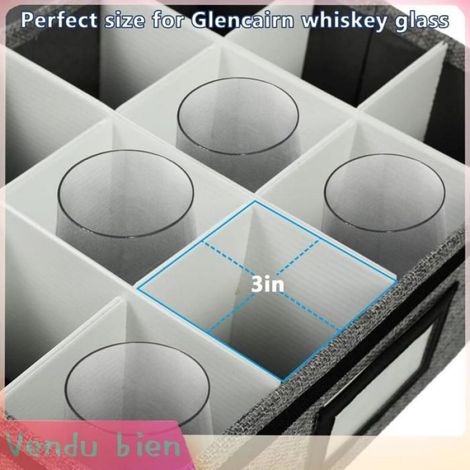 Garosa Boîte de rangement pour verres à vin Boîte de Rangement en Verre à Whisky, 12 Compartiments, Organisateur de meuble boite (1/4)