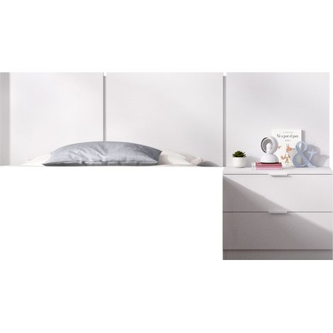 DEKIT BITO - CABECERO DE 3 PLAFONES CON MESITA DE 2 CAJONES - BLANCO - 96 x 157 x 34.2 (1/5)