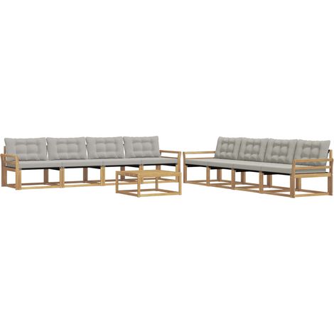 Conjunto de sofás de exterior 9 uds. Blanco y Gris Claro vidaXL (1/5)