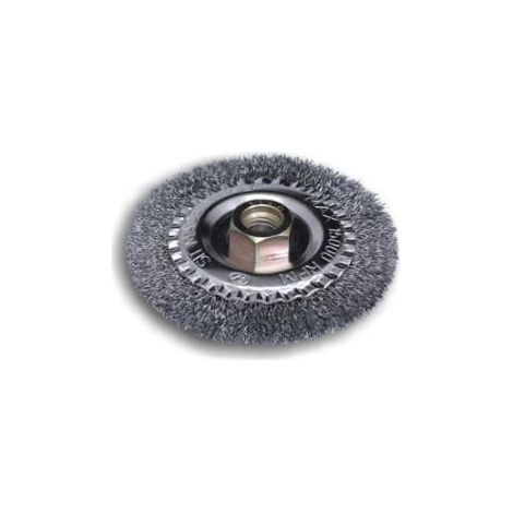 FPLUS cepillo alambre bloque 115 m-14 , Cepillos circulares de hilo ondulado aptos para trabajos de corte en superficies irregulares, con cantos, perfiles y hendiduras. Acero ondul