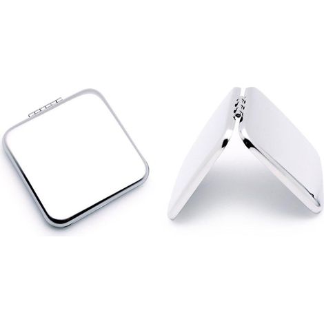 Miroirs de maquillage compacts portables double face, mini miroirs carrés en acier inoxydable (1/4)