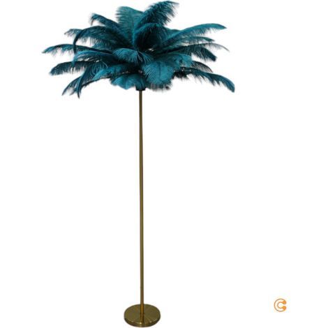 [GEBRAUCHT] B-Ware KARE Stehleuchte Feather Palm Lampe mit Federn grün 165cm Stahl messing 1x35W (1/2)