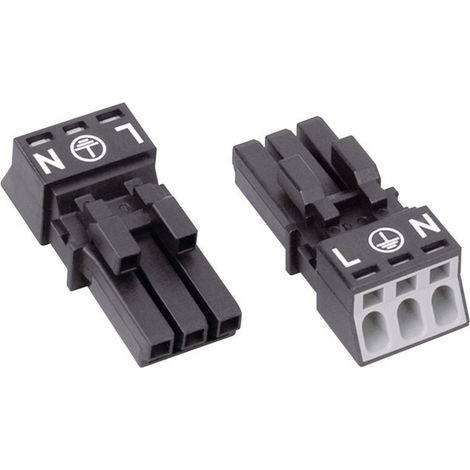 WAGO 890-203 Netz-Steckverbinder WINSTA MINI Buchse, gerade Gesamtpolzahl: 2 + PE 16 A Schwarz 1 St. (1/3)