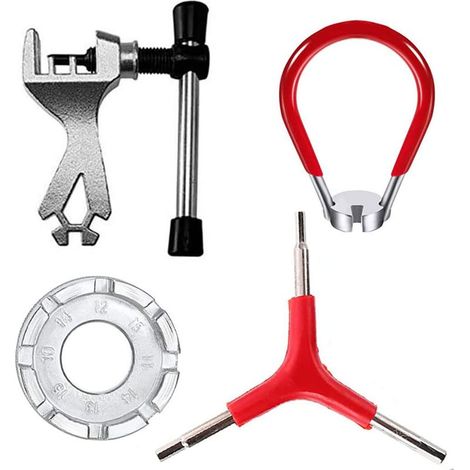 4-piece bicycle spoke wrench set, Y-shaped chain tensioner wrench, universal spoke wrench made of forged steel, bicycle wheel wrench, spoke wrench (1/5)
