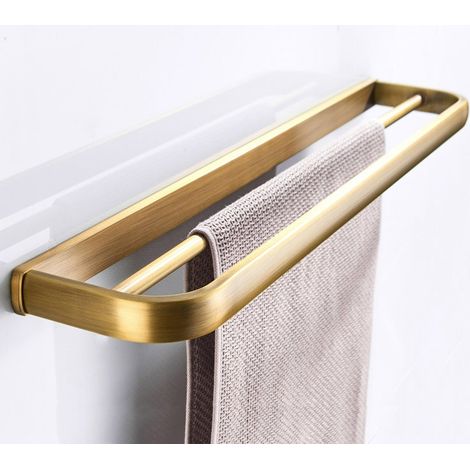 Cintre à tour double pôle rétro, porte-serviettes en laiton de ménage créatif, serviette suspendue de serviette murale en métal (1/4)