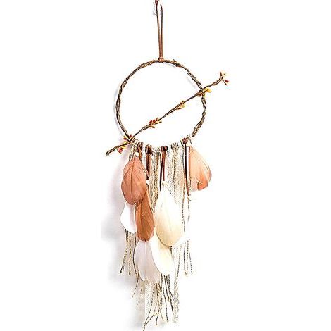 Capteur De Rêves en Plumes, Attrape Rêves, Capteur De Rêves Fait à La Main avec Plume Et Branches pour Décoration Murale De Voiture De Chambre à Coucher (1/5)