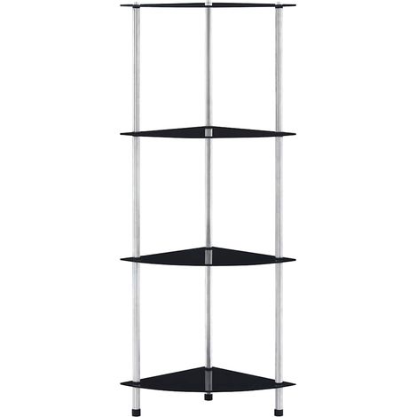 Maison Exclusive - Étagère 4 niveaux Noir 30x30x100 cm Verre trempé (1/5)