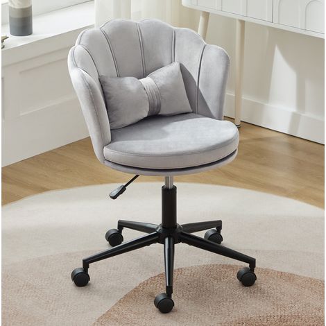 Silla de oficina 55x62x83 cm en terciopelo gris, elevable FloraGrace (1/5)