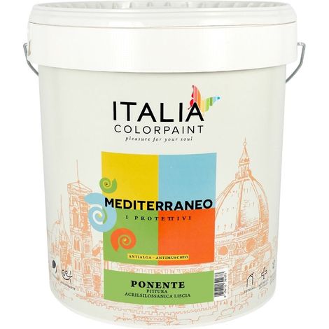 Mediterraneo ponente idropittura acrilsilossanica liscia protettivo antialga tinta bianco - contenuto litri 4 - confezione 1 (1/3)
