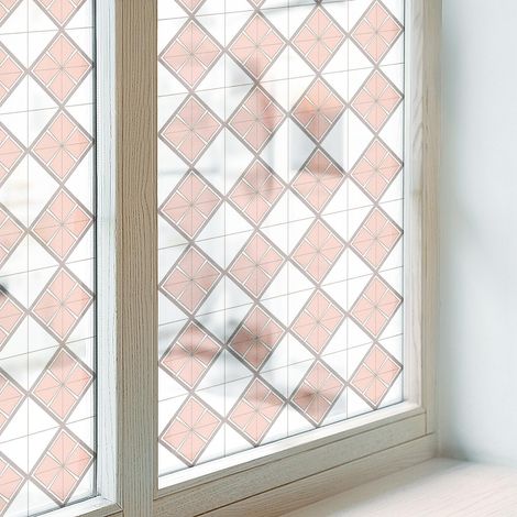 Sichtschutzfolie 50x146 cm Folie für Badezimmer PVC Sichtschutz Fenster Milchglas Selbstklebend Blickdicht Dekorfolie Dekorativ Geometrische Rauten