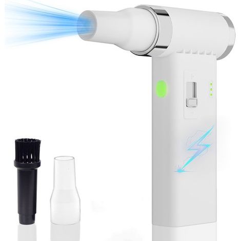 Souffleur à air comprimé,souffleur d'air électrique sans fil rechargeable pour le nettoyage de claviers,PC et appareils électriques,blanc (1/5)