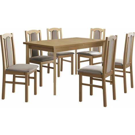 Salle à manger complète Victorville 277, Sonoma chêne, 78x80x140cm, Diamètre: 0, Nombre de chaises: 6, Style: Contemporary