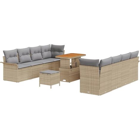 Maison Exclusive - Garten-Sofa-Set mit Kissen Beige und Hellgrau
