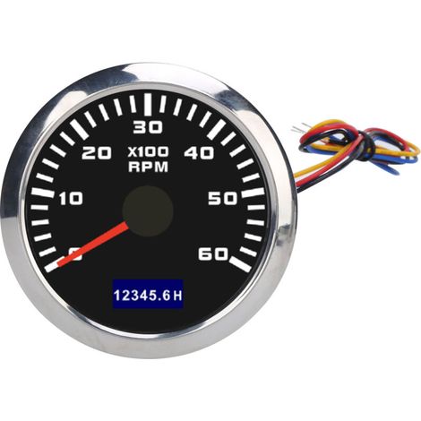 85mm Universal Tachometer Memory with Red Pointer, Low Power Consumption, High Sensitivity for Automobiles and Boats (BLACK). (1/5)