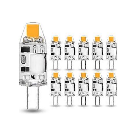 10er-Pack 2W G4 LED-Glühbirnen, ersetzt 20W Halogenlampen, 3000K Warmweiß, 200lm, 12V AC/DC G4, flimmerfrei, dimmbar [Energieklasse F]