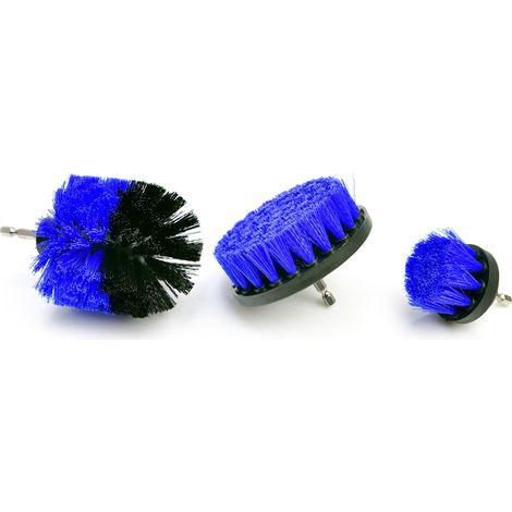 SET 3 SPAZZOLE SPAZZOLA ROTANTE PER TRAPANO PULIZIA CERAMICA FUGHE GRIGLIE GEKO