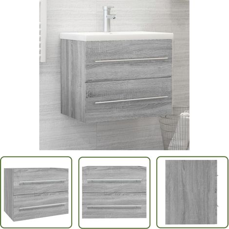 vidaXL Sink Cabinet Grey Sonoma 60x38,5x48 cm Engineered Wood