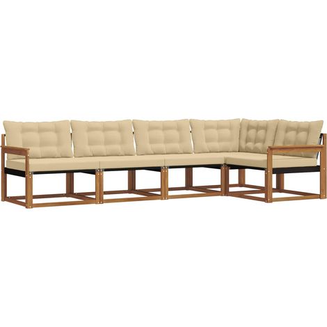 Ensemble de canapés d'extérieur 5 pcs Salon de jardin Naturel et Beige (1/5)