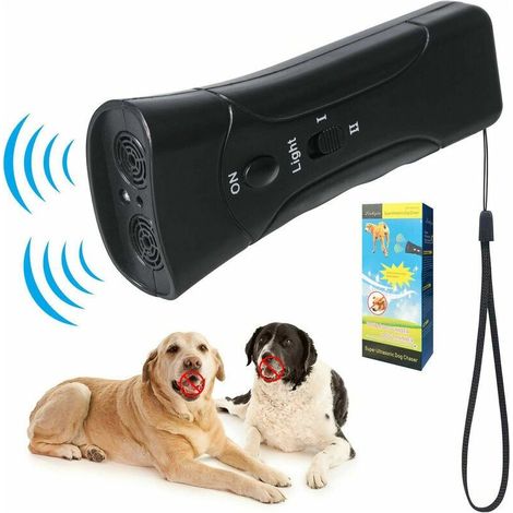 Répulsif à ultrasons pour chien - Double canal - Appareil anti-aboiement 3 en 1 - Outil de dressage pour chien avec lampe de poche LED (1/5)