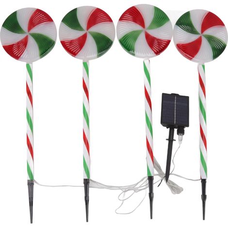 Solarbetriebene, lutscherförmige Lichterkette, IP65 wasserdicht, 8 Beleuchtungsmodi, 1 Set mit 4 dekorativen LED-Erdspießleuchten für Garten, Einfahrt und Hof. (1/5)