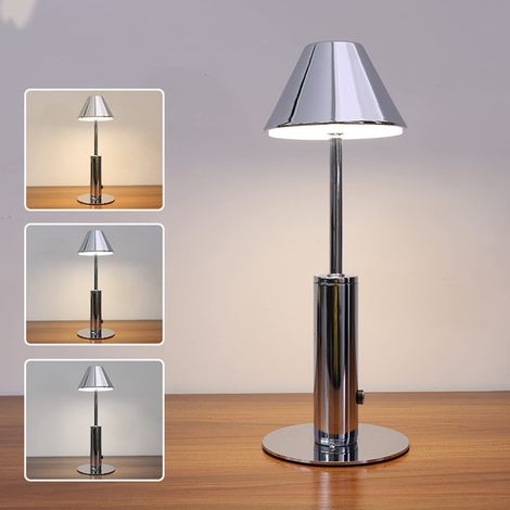 Lampe de table LED sans fil, lampe de bureau rechargeable, gradation continue à 3 couleurs, lumière ambiante à commande tactile, cuivre (1/5)