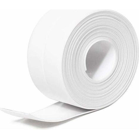 (Blanc, 3,8 cm x 3,2 m) Bande d'étanchéité en silicone pour salle de bain, bande d'étanchéité en PE auto-adhésive imperméable pour baignoire, douche, toilettes, cuisine, évier et protection murale (1/5)