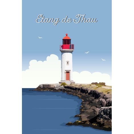 Tableau sur toile illustration étang de Thau 30x45 cm - Impression sur Toile Murale Décorative - Image imprimée en HD sur Toile - Toile sur Châssis en Bois FSC - Fabriqué en France (1/4)