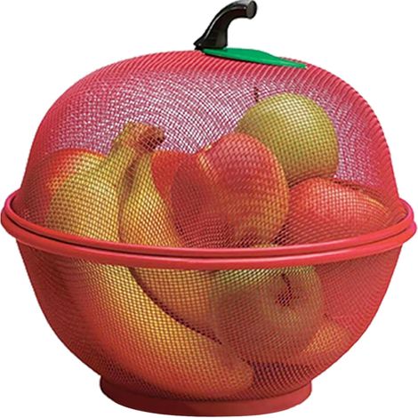 HOXILEELEO - Corbeille à fruits en forme de pomme avec couvercle, en maille, porte-légumes de table, panier égouttoir pour la vaisselle. (1/5)